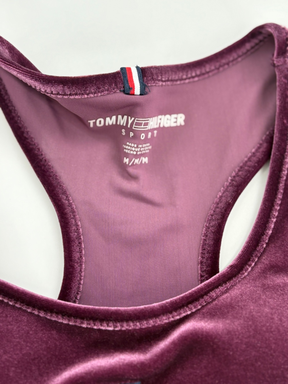 Tommy Hilfiger Velvet Racerback Sports Bra - Plum - Picture 2 of 9